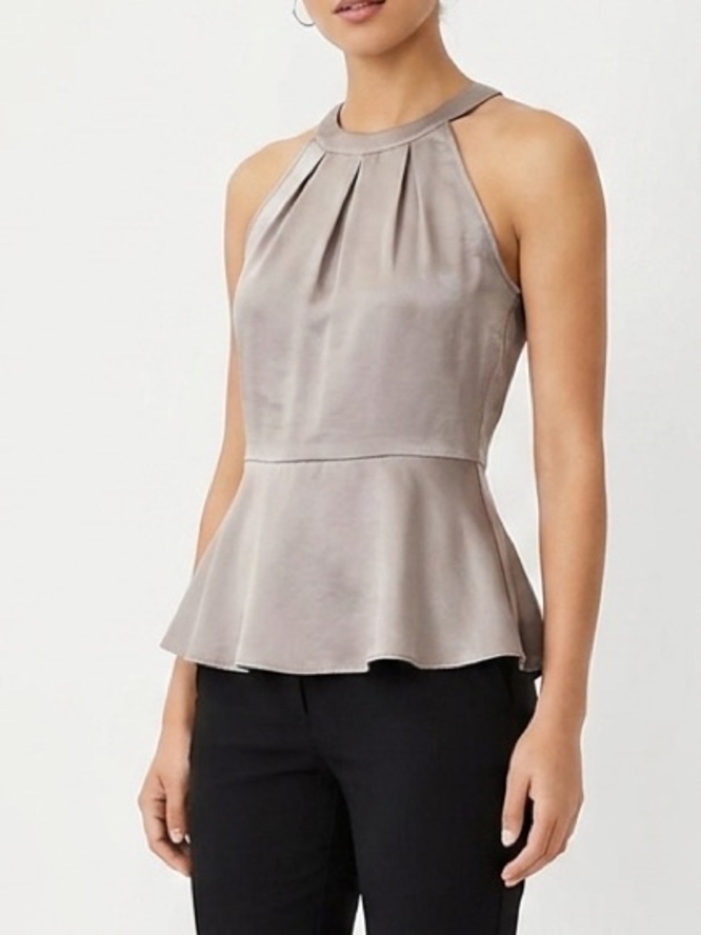 NWT Banana Republic Halter Satin-y Blouse in Light Silver